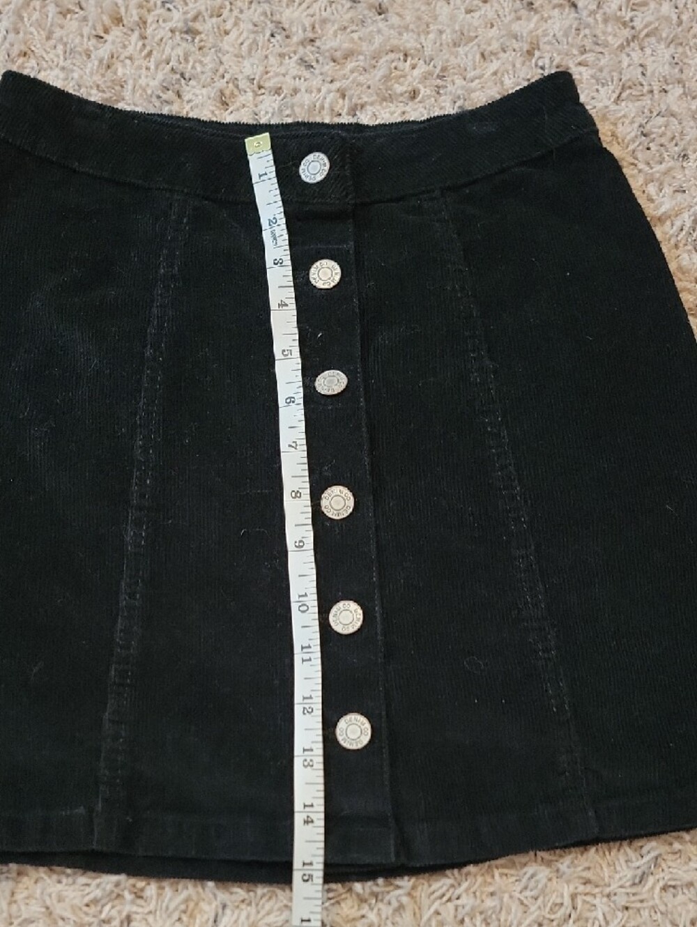 Denim&Co Black Button-Front Corduroy Mini Skirt - Picture 6 of 6